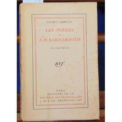 Larbaud  : Les poésies de A. O. Barnabooth...
