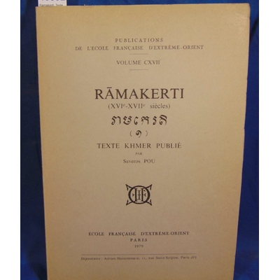 Pou m : Ramakerti. Texte khmer publié...