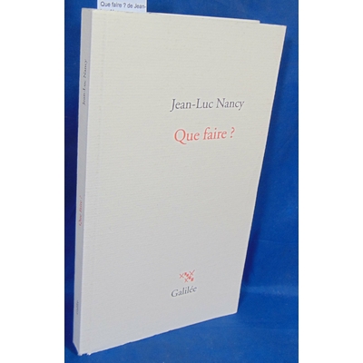 Nancy  : Que faire ? de Jean-Luc Nancy...