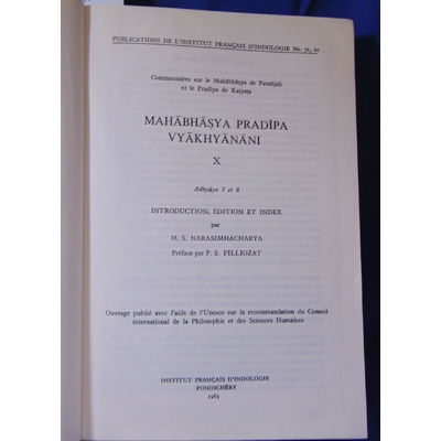 Narasimhacharya  : Mahabhasya prodipa vyakhyanani X adhyaya 7-8...