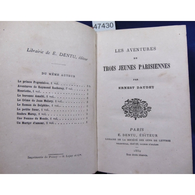 Daudet  : Les aventures de trois jeunes parisiennes. 1880...