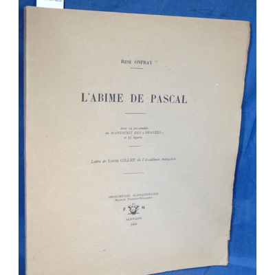 Onfray  : L'abime de Pascal...