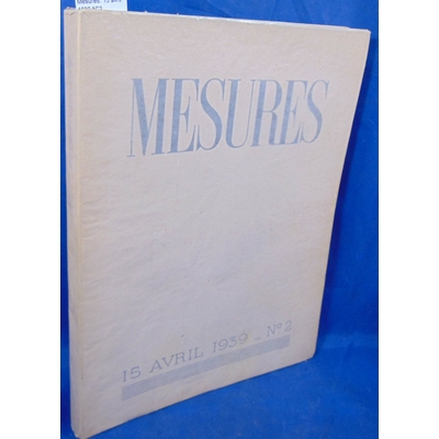 Divers  : Mesures. 15 avril 1939 N°2...