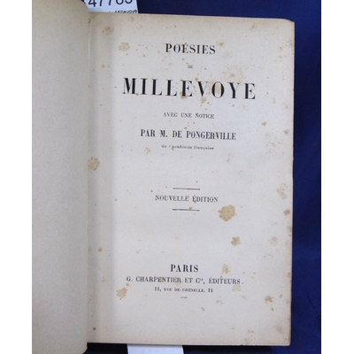 Millevoye  : Poésie de Millevoye. Avec une notice par M. de Pongerville...