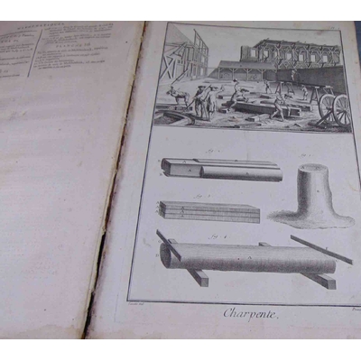 Alembert  : Recueil des planches sur les sciences. charpente mathématiques, mécanique ALEMBERT ET DIDEROT 1772