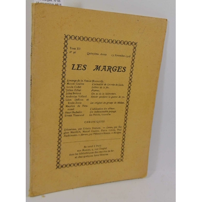 Divers  : Les Marges. N°56 15 novembre 1918...