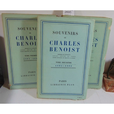 BENOIST Charles : Souvenirs  de Charles Benoist 1883 - 1933. 3 volumes...