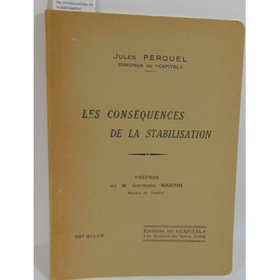 Perquel jules : les conséquences de la stabilisation...