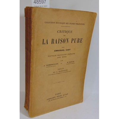 Kant  : Critique de la raison pure 1920...