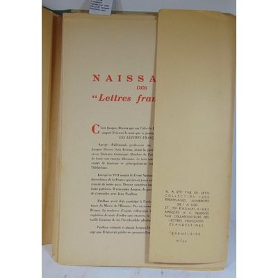DECOUR  : Les Lettres Françaises clandestines. 1946 DECOUR, Jacques - PAULHAN, Jean...