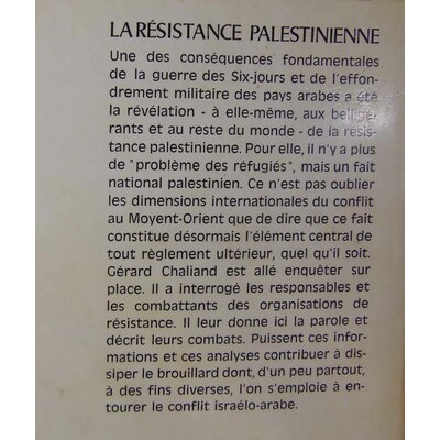 Chaliand  : La résistance Palestinienne...