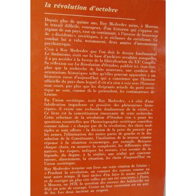 Medvedev  : La revolution d'octobre / faits et reflexions. Par Medvedev (Roy)...