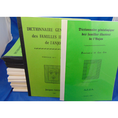 Saillot Jacques : Dictionnaire généalogique  des familles illustres de l'Anjou  de A à Cou (30 fascicules )...