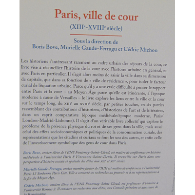 Bove Boris : Paris, ville de cour (XIIIe-XVIIIe siècle)...