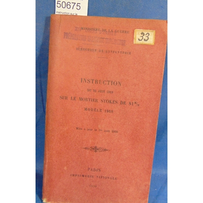 Moravia  : instruction sur le mortier stokes de 81 M/M 1918...