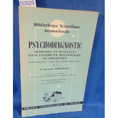rorschach  : Psychodiagnostic méthodes et résultats. Par   Rrschach Hermann...