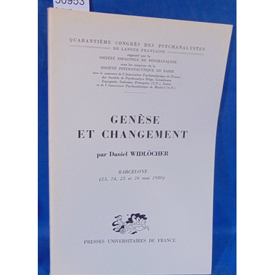WIDLÖCHER  : Genèse et Changement - Par WIDLÖCHER Daniel...