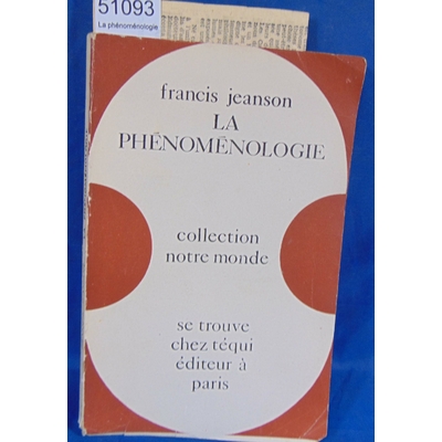 Jeanson  : La phénoménologie...