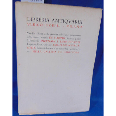 : Libreria Antiquaria Vlrico Hoepli Milano Vendita All'Asta 1925...