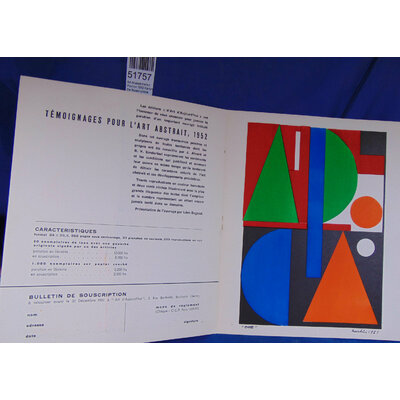 Herbin  : Art Abstrait Herbin Pochoir 1952 Carton De Souscriptions...