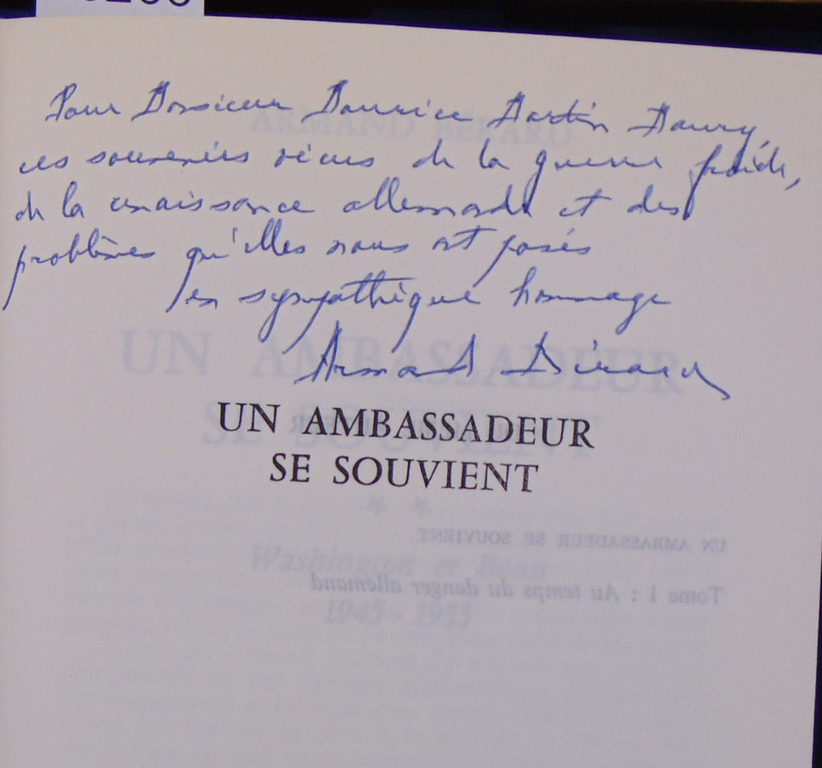 Berard : Un Ambassadeur Se Souvient. Washington Et Bonn 1945 1955 ...