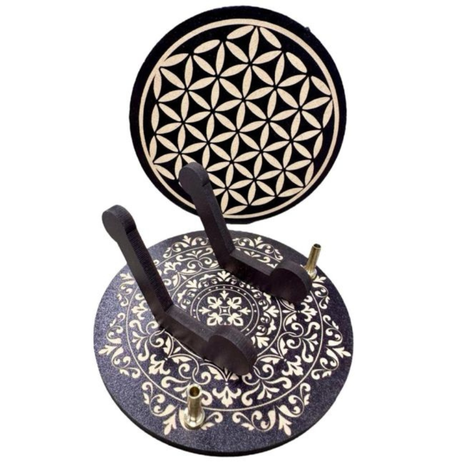 porte-encens-fleur-de-vie-noir-plaque-de-rechargement-boutique-esoterique-le-temple-d-heydines