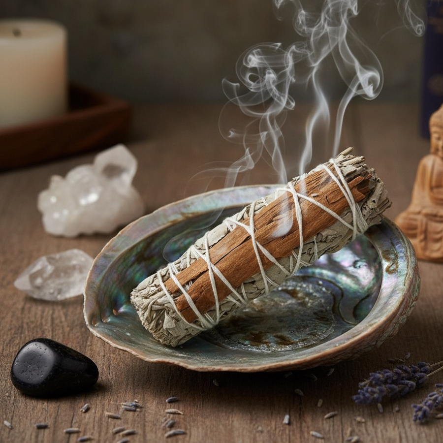fagot-sauge-blanche-et-cannelle-30-grammes-10-cm-boutique-esoterique-en-ligne-le-temple-d-heydines