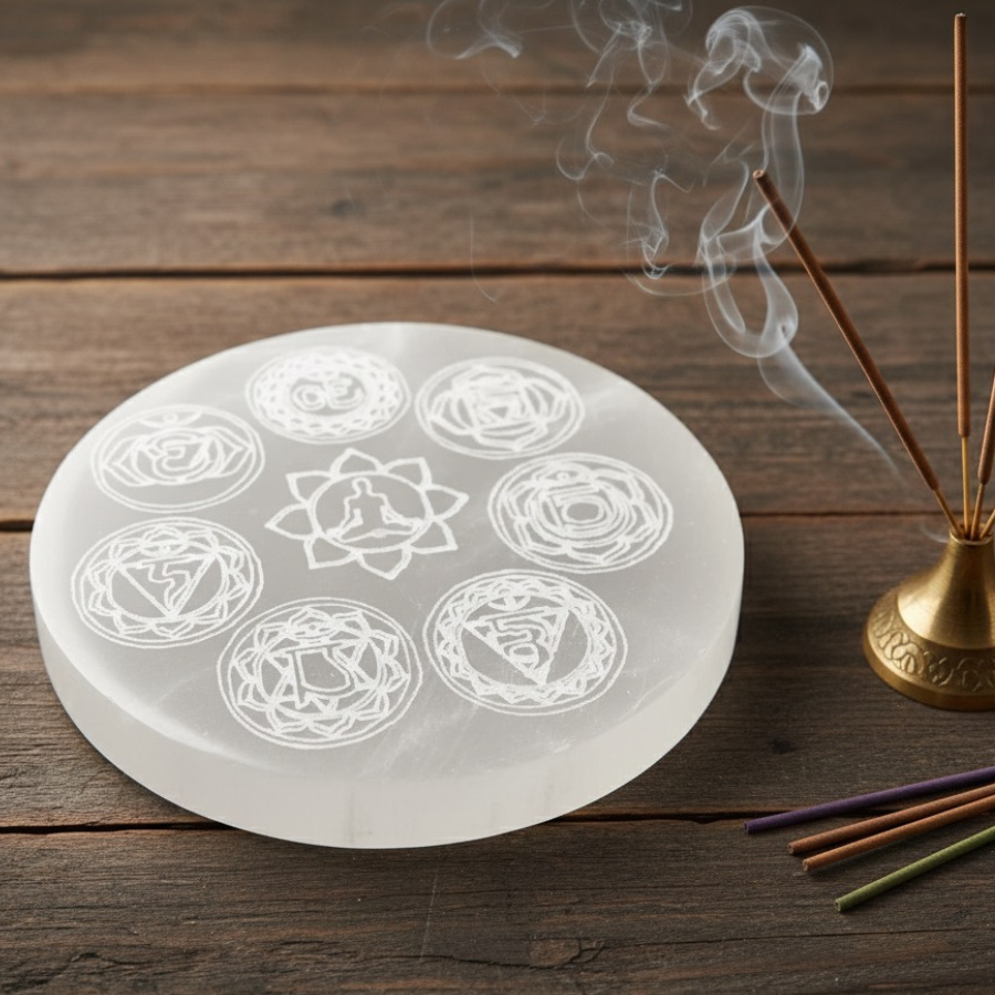 porte-encens-en-selenite-rond-7-chakras-10-cm-boutique-esoterique-en-ligne-le-temple-d-heydines