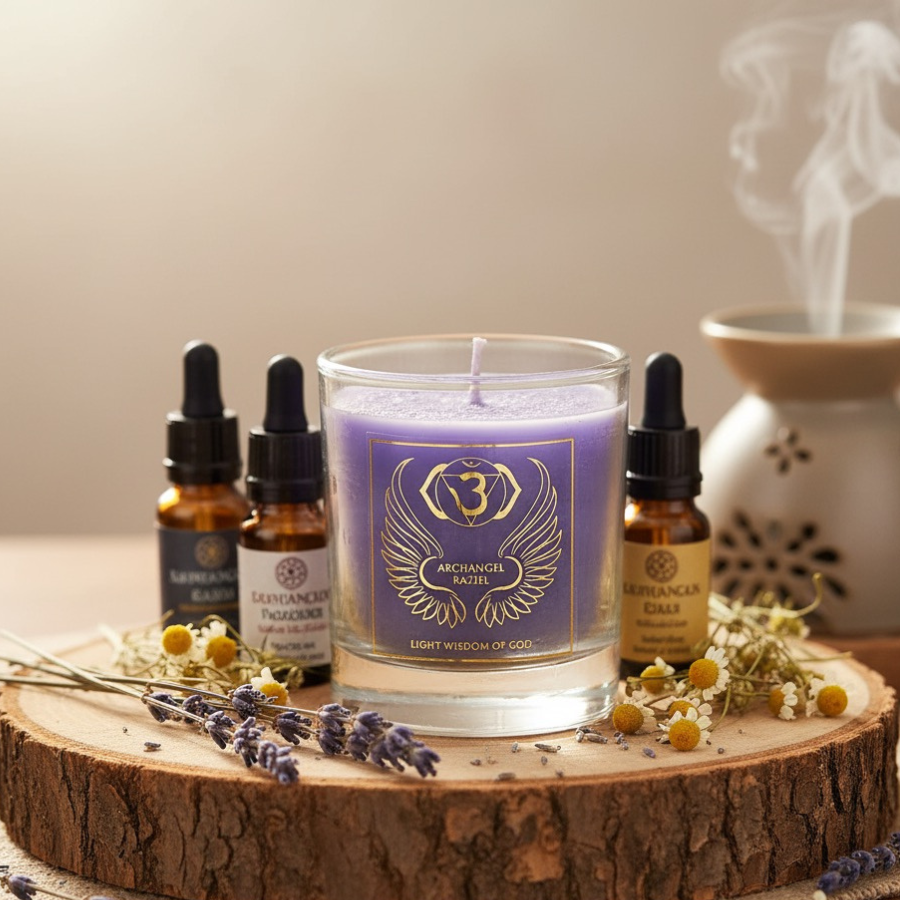 bougie-parfumee-aux-huiles-essentielles-lavande-epicea-camomille-chakra-3e-oeil-archange-raziel-6e-chakra-boutique-esoterique-en-ligne-le-temple-d-heydines