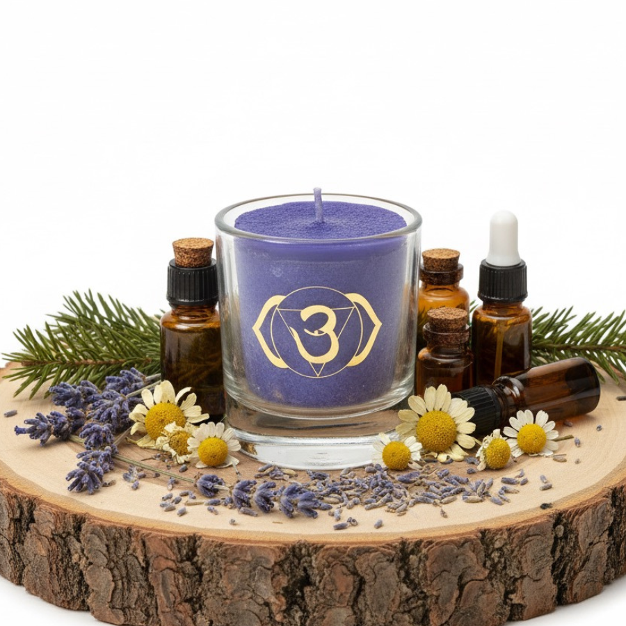 bougie-parfumee-huiles-essentielles-lavande-sapin-camomille-chakra-3e-oeil-ajna-boutique-esoterique-en-ligne-le-temple-d-heydines