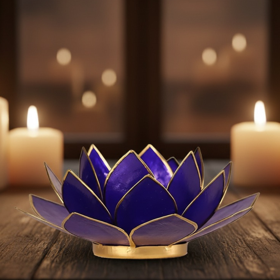 bougeoir-lotus-capiz-indigo-et-or-chakra-3eme-oeil-boutique-esoterique-en-ligne-le-temple-d-heydines