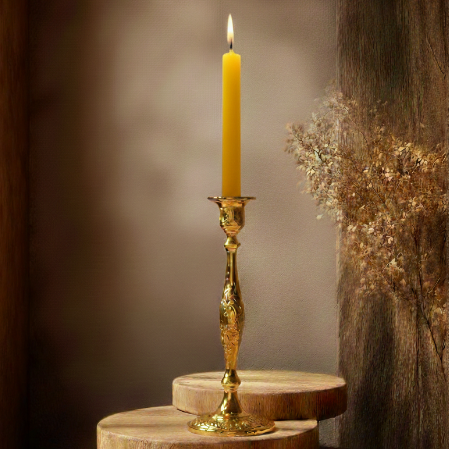 bougie-de-rituel-teintee-dans-la-masse-jaune-20cm-boutique-esoterique-en-ligne-le-temple-d-heydines