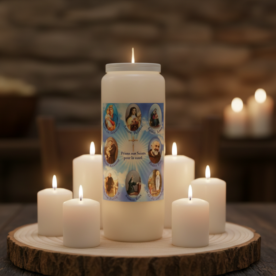 bougie-de-neuvaine-prions-nos-saints-pour-la-sante-9-jours-boutique-esoterique-en-ligne-le-temple-d-heydines