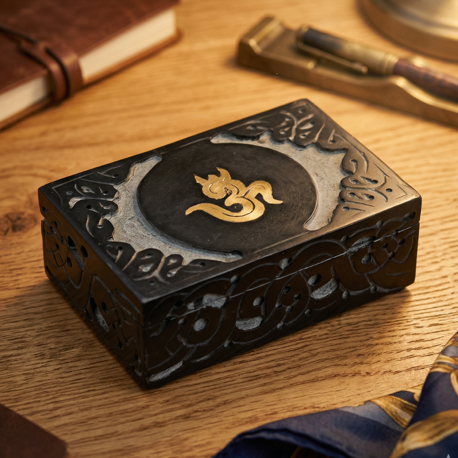 boite-en-pierre-ollaire-noir-et-or-symbole-om-boutique-esoterique-en-ligne-le-temple-d-heydines