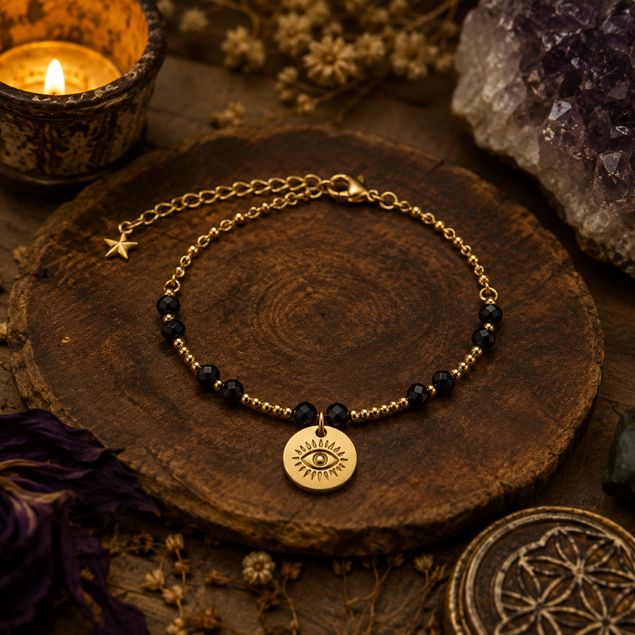 bracelet-spinelle-noire-oeil-de-protection-chaine-reglable-le-temple-d-heydines