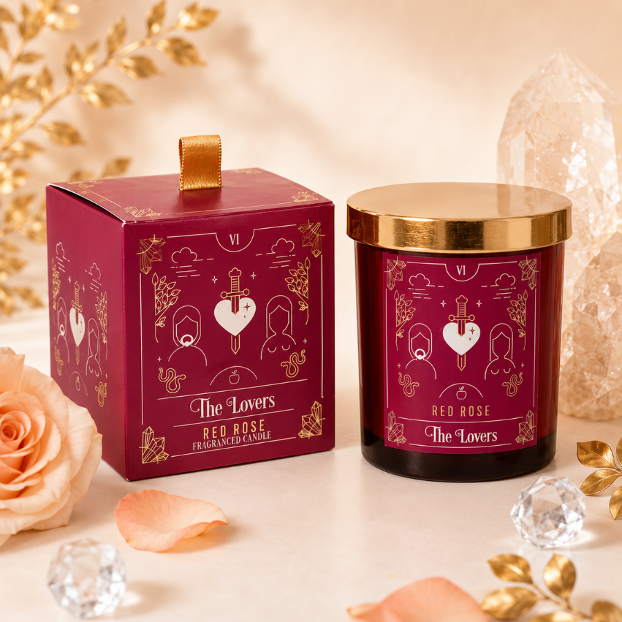 bougie-carte-de-tarot-amour-rose-rouge-romantisme-sensualite-boutique-esoterique-en-ligne-le-temple-d-heydines