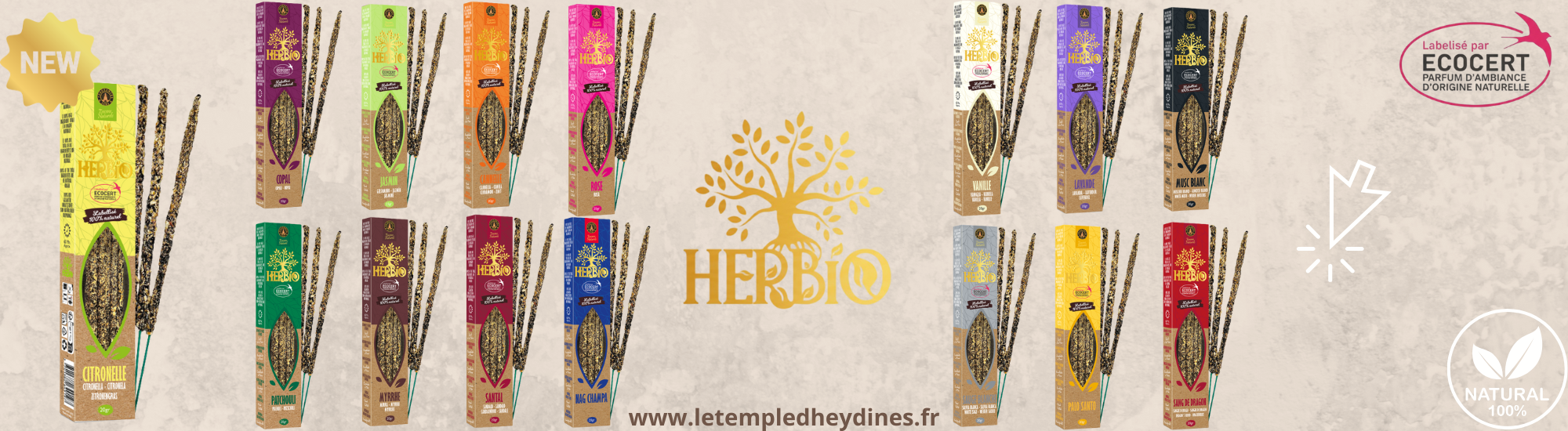 Encens en bâtons naturels Herbio Fragrances et Sens