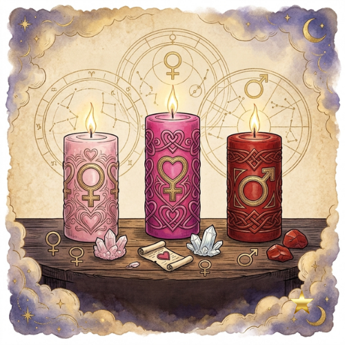 bougie de rituel amour rose rouge fushia le temple d heydines