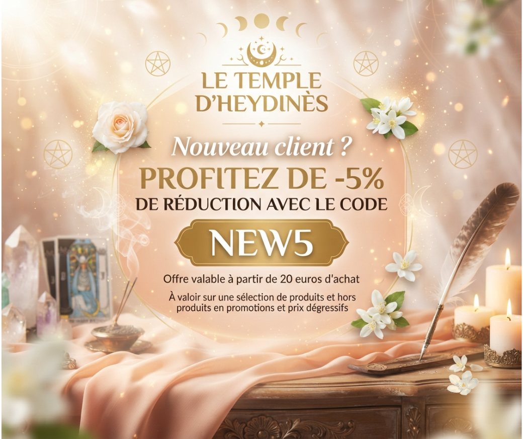affiche code nouveau client boutique esoterique en ligne le temple d heydines