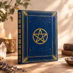 grimoire-pentagramme-bleu-et-or-similicuir-format-a5-boutique-esoterique-le-temple-d-heydines