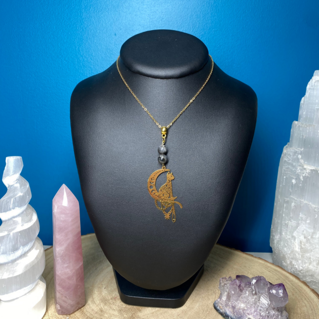 Collier Arbre Agate & En Résine Lune Design Pendentif Avec En Acier