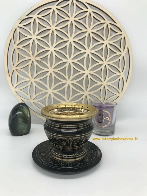 Brûle-Encens En Céramique Noir Pour Cônes D'Encens - Style Shiva/Liguam - Fabriqué En Inde - Neuf