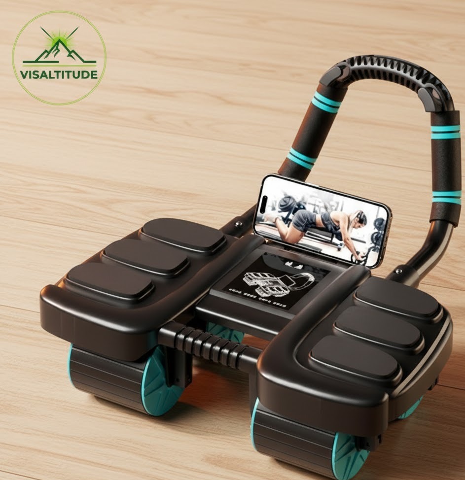 Appareil de gainage Altitude+ VISALTITUDE avec support smartphone et 6 roues - Équipement performance randonnée