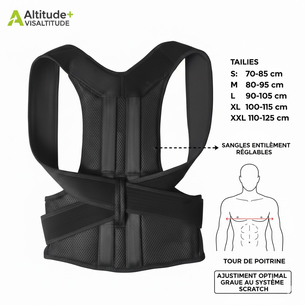 Guide des tailles du correcteur de posture Altitude+ VISALTITUDE