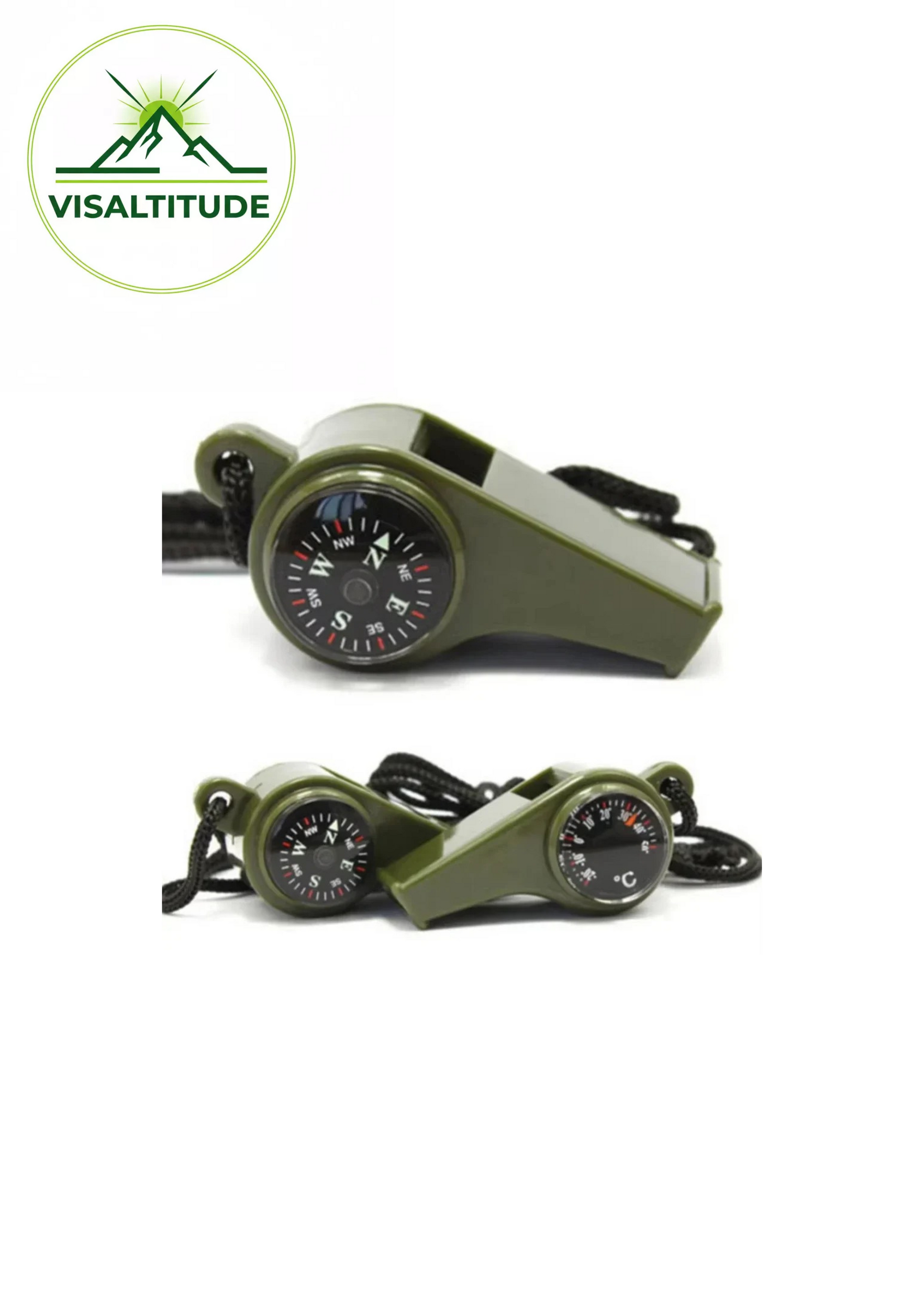 3 sifflets de couleur militaire avec logo visaltitude
