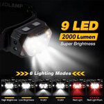Lampe frontale HEADLAMP- 9 leds