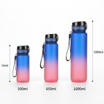 Comparaison des tailles de gourdes Visaltitude : modèles 500ml, 650ml et 1000ml présentés côte à côte pour visualiser les différentes capacités de stockage deau