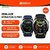 Présentation technique de la montre Zeblaze Stratos 3 PRO avec logo Visaltitude mettant en avant le GPS intégré, l'écran AMOLED  et le suivi de santé sur fond orange et blanc