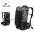 Sac de randonnée technique Visaltitude 65L (60+5L) de couleur grise, présentant une vue de face et une vue arrière avec armature interne en aluminium, affichant le logo Visaltitude en haut à gauche