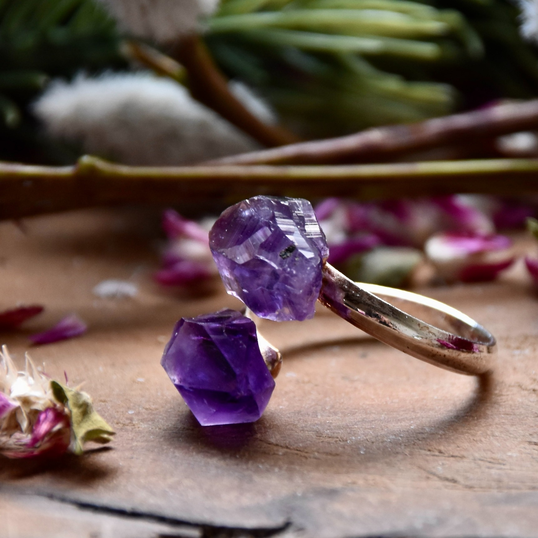 Bague améthyste réglable